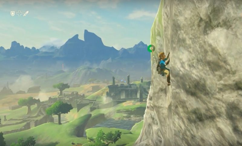 I Breath of the Wild kan Link ta sig nästan överallt i spelvärlden, bland annat genom att klättra.