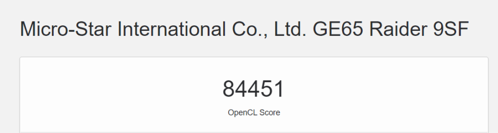 Geekbench 5 MSI ge65 OpenGL resultat