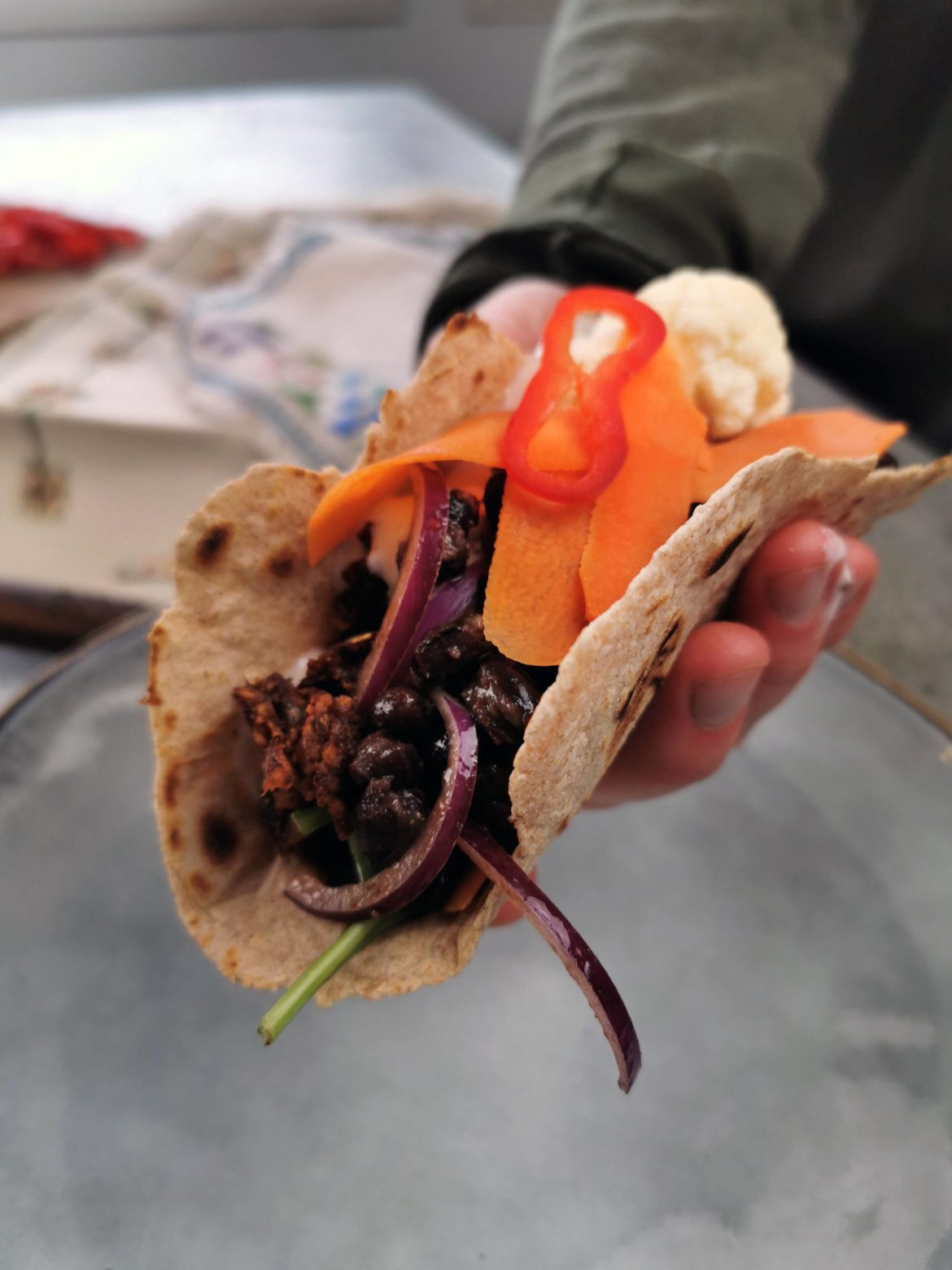 vegansk taco i torilliabröd