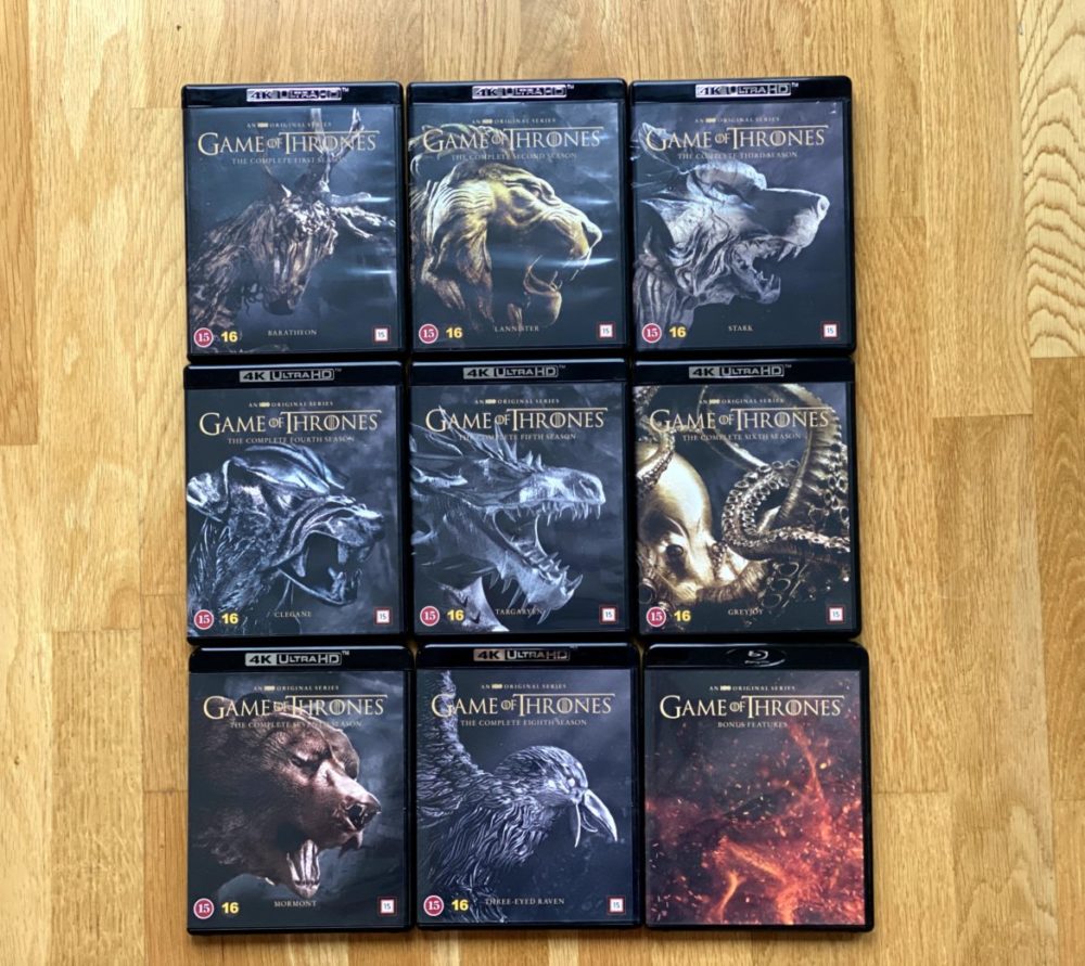 Game of Thrones Complete Collection UHD 4K omslag säsonger och extramaterial