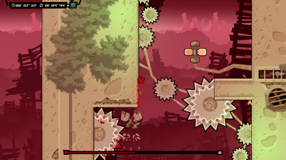 Super Meat Boy Forever - Team Meat - press image - copyright 2020 - Meat Boy before he jumps.
