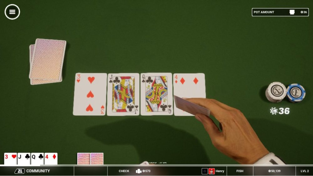 Foto: Screenshot nintendo Switch - Poker Club - Oskarp grafik. 