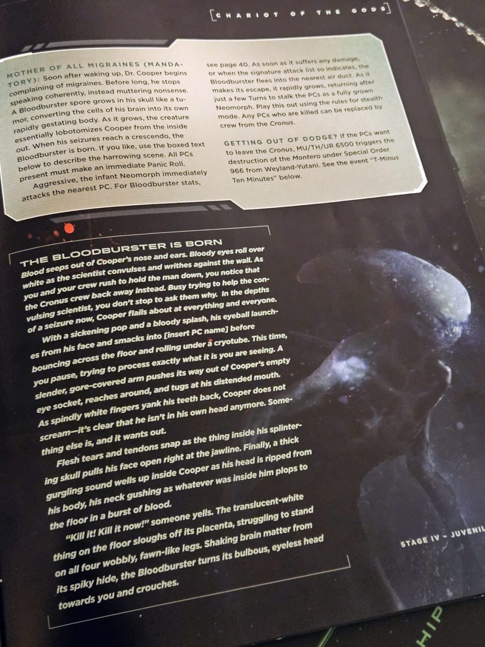 Foto: Senses.se - Alien Roleplaying Game - Uppslag från boken nummer två.