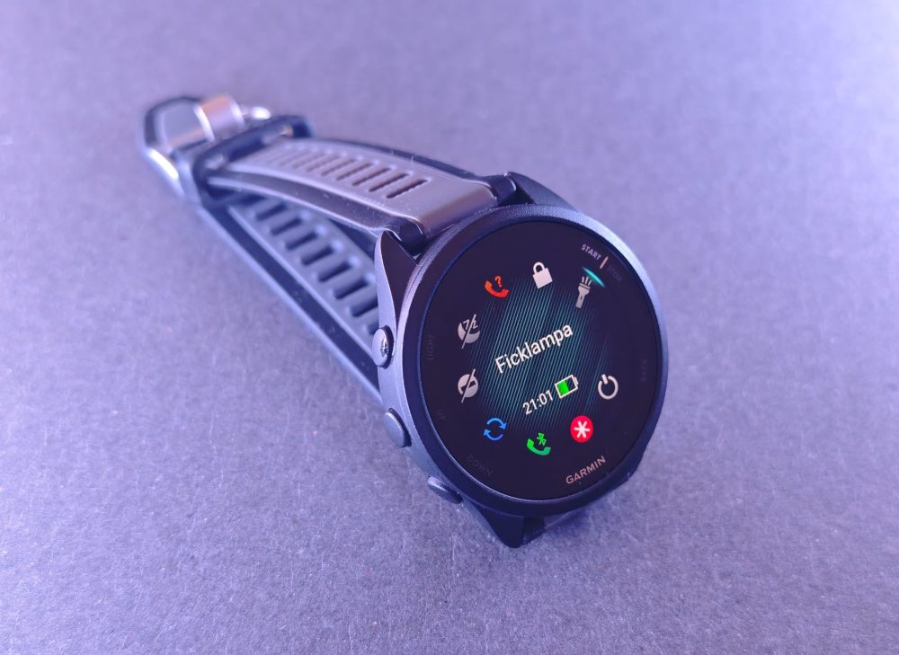 Garmin Forerunner 165 Music praktiska snabbmeny. (Foto: senses.se)