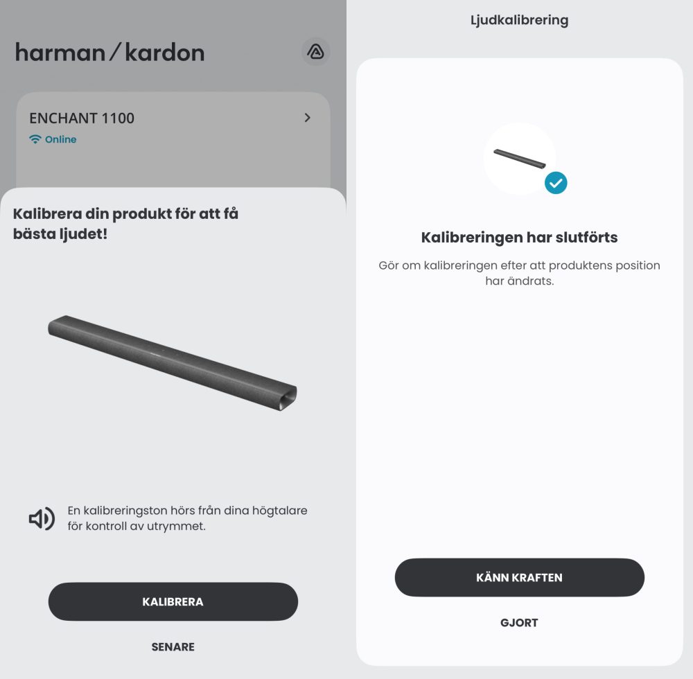 Harman/Kardon - Enchant 1100 Foto: Senses.se - Automatisk kalibrering som ställer in ljudet efter miljön.