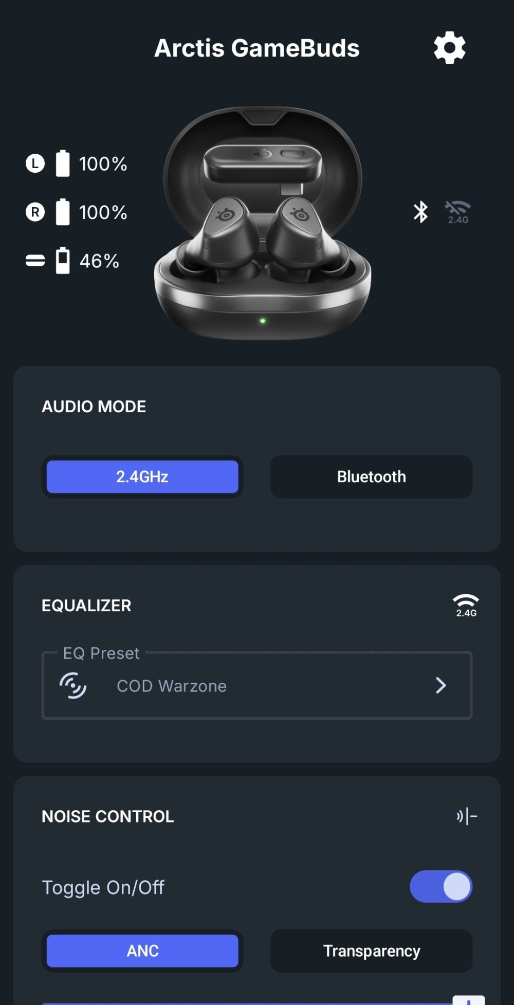 Demonstration from within SteelSeries' own Arctis app where you can easily change sound settings