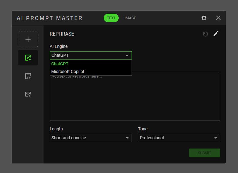 A long press takes you to AI Prompt Master. (Photo: Razer)