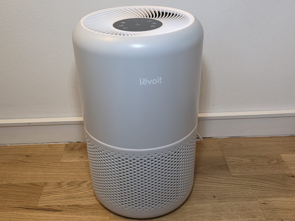 The Levoit air purifier placed in a home