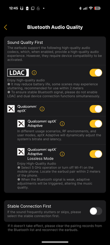 Earfun Wave Pro X – As usual with Earfun, there is very broad support for various codecs
